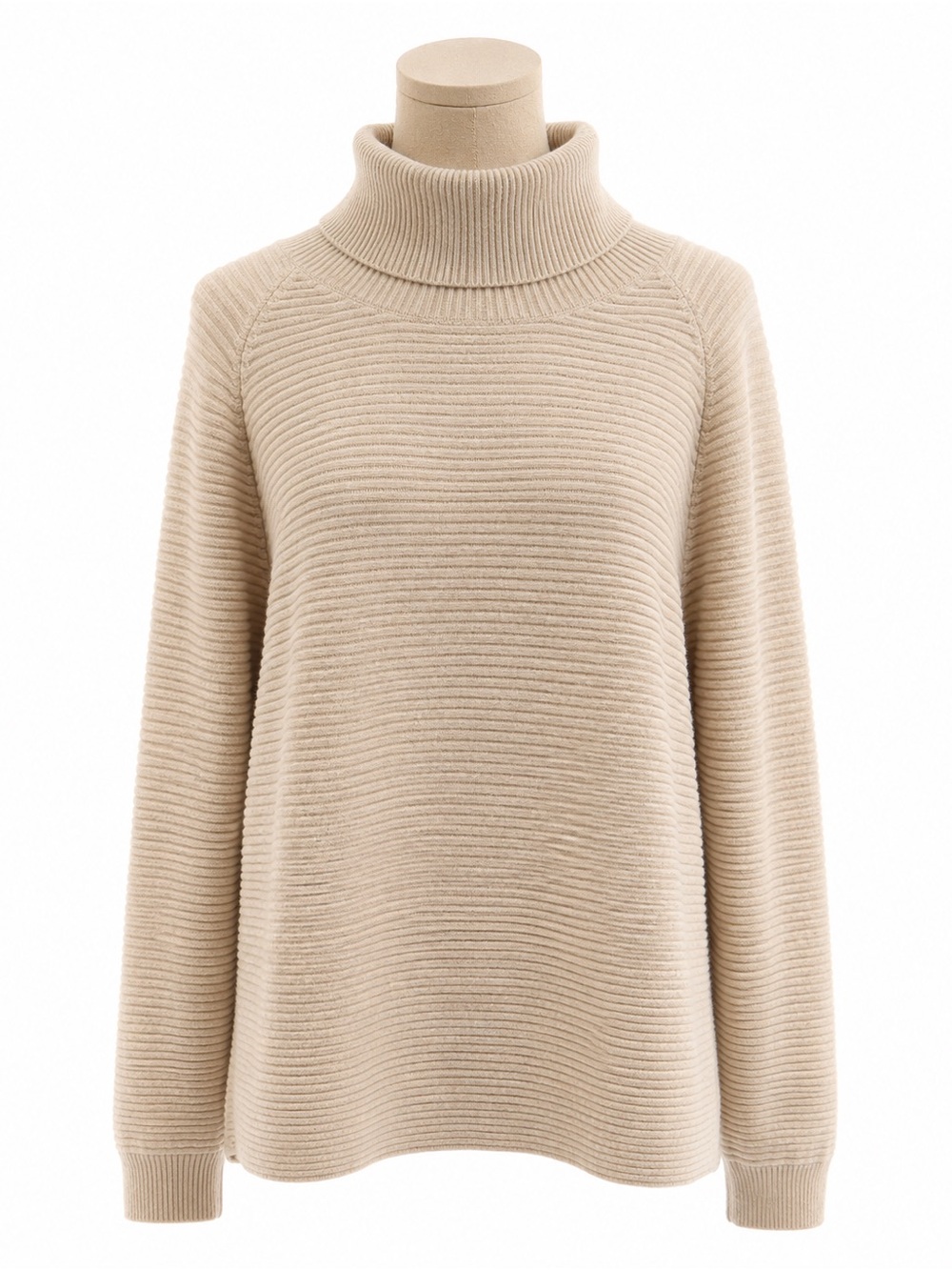 KÜHL Oatmeal Ribbed Turtleneck Sweater Large Merino Blend Pullover